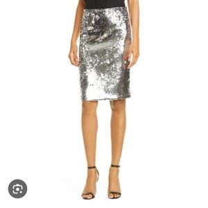Alice and Olivia sequin silver skirt